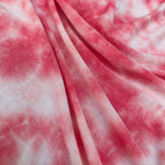 BubbleGum Pink & White Tie Dye Spandex Lycra Jersey Knit Fabric By the Yard 64″