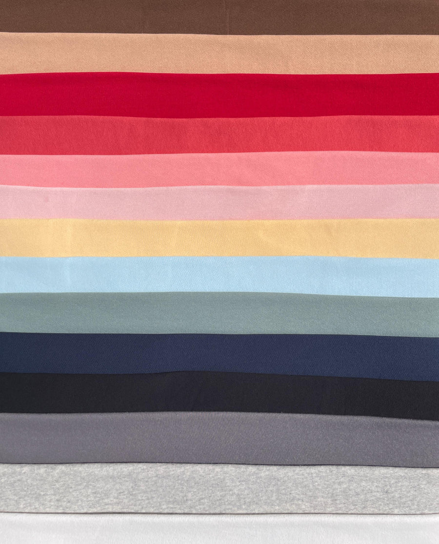 Cotton Fleece With Matching Rib Medium Weight | 400 GSM/ 12 OZ Knit Sweatshirt Fabric By The Yard