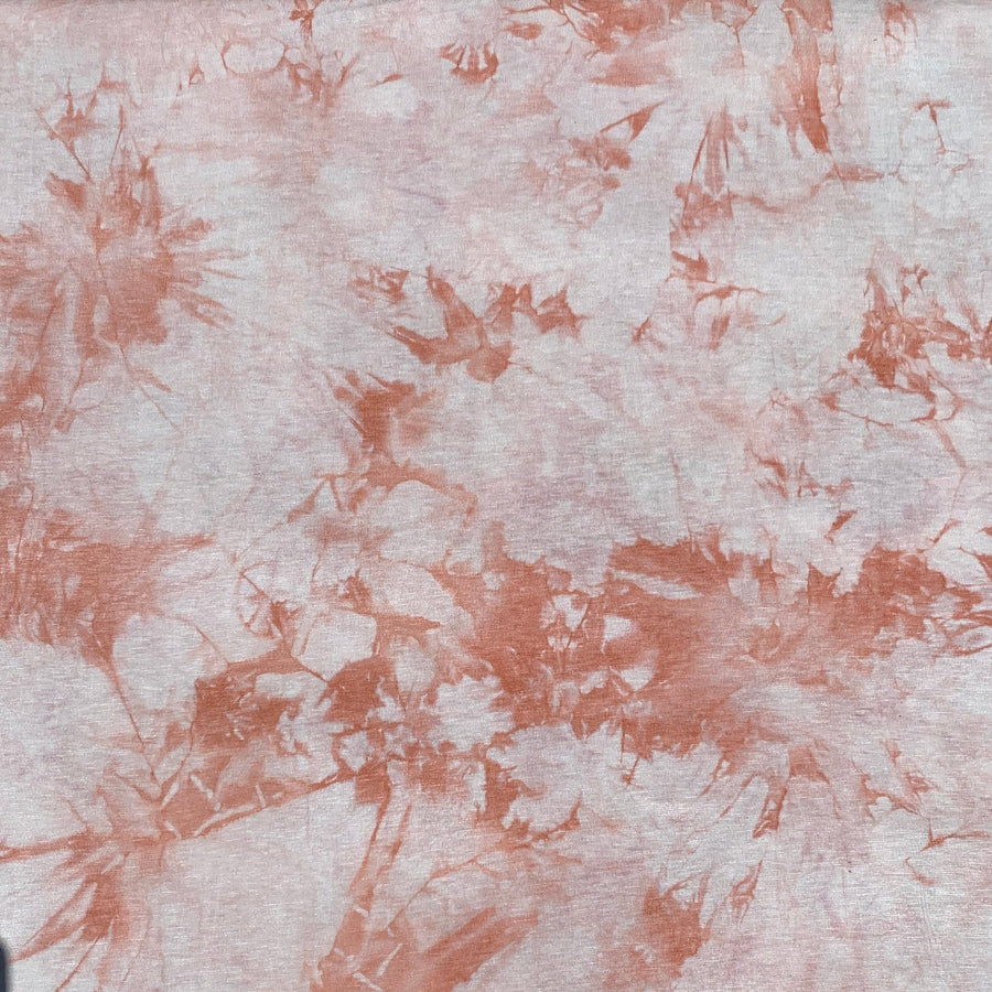 Bamboo Peach Pink Cloud Tie Dye Splash Spandex Jersey Knit 60″ Eco-Friendly Fabric By The Yard Good For Face Mask