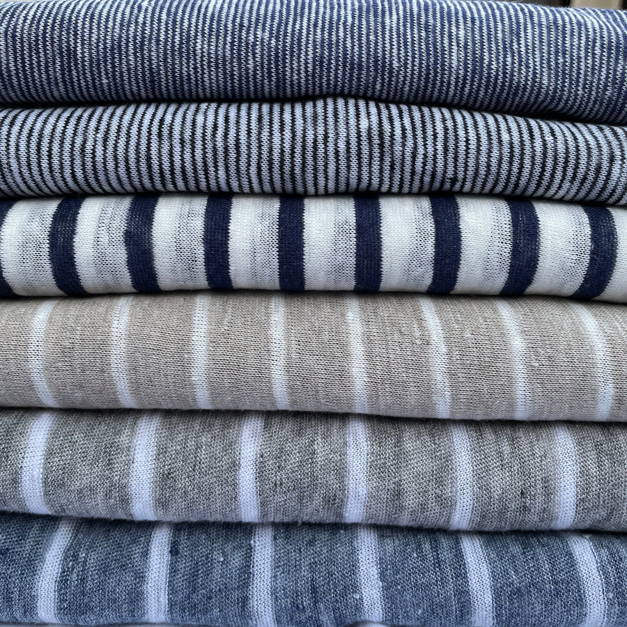 Striped Linen Jersey Knit 60″ Eco-Friendly Fabric By The Yard