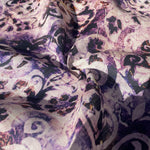 100% Linen Lightweight Japanese Purple Patterned Voile by the Yard - Soft and Breathable Fabric for Sewing, Crafts, and Dressmaking