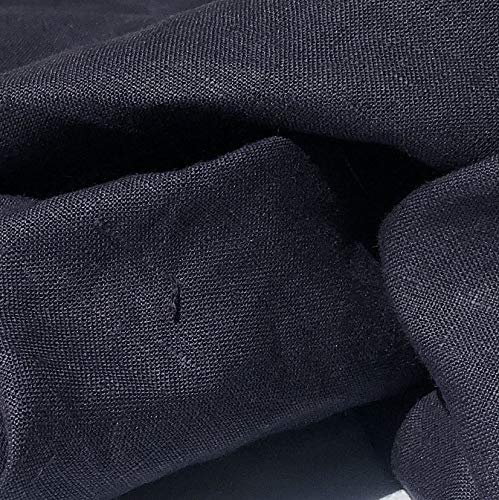 60" 100% Lithuanian Linen Prewashed Dark Navy Blue Woven Fabric