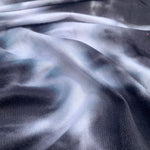 Cotton/Modal Black,White,& Teal Tie Dye Spandex Lycra Jersey Knit Fabric By the Yard 60″