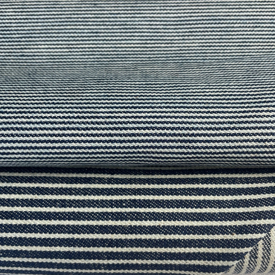 Indigo Railroad Stripe Cotton Denim, 12 oz