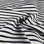 Cotton Fleece Striped White & Black | 15 Oz / 340 GSM Sweatshirt Knit | By The Yard