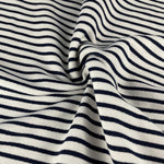 Cotton Fleece Striped White & Black | 15 Oz / 340 GSM Sweatshirt Knit | By The Yard