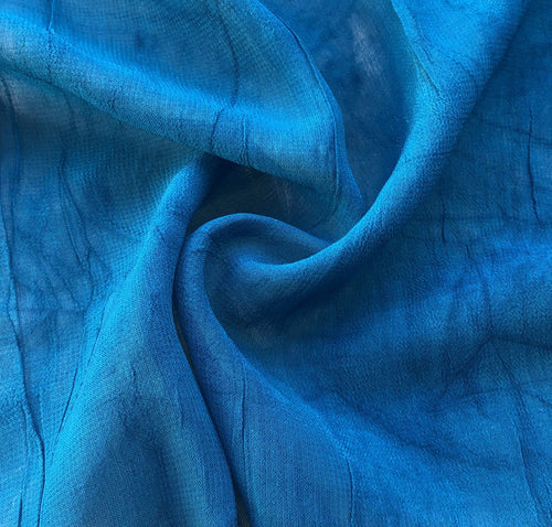 54" 100% Tencel Lyocell Cupro Georgette Woven Fabric(Ocean Blue)