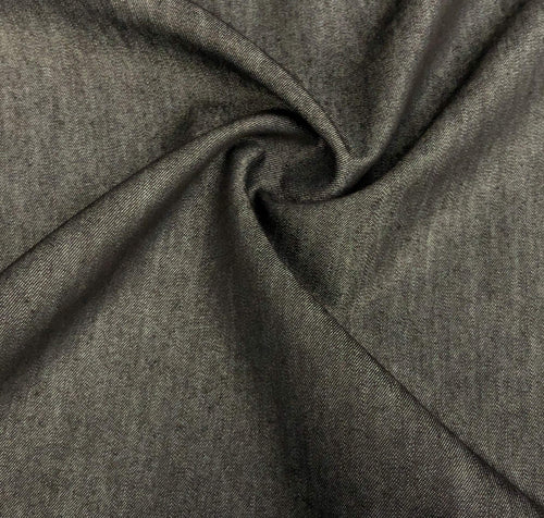 58" Cotton Denim Chambray Charcoal Gray Black Woven Fabric By the Yard