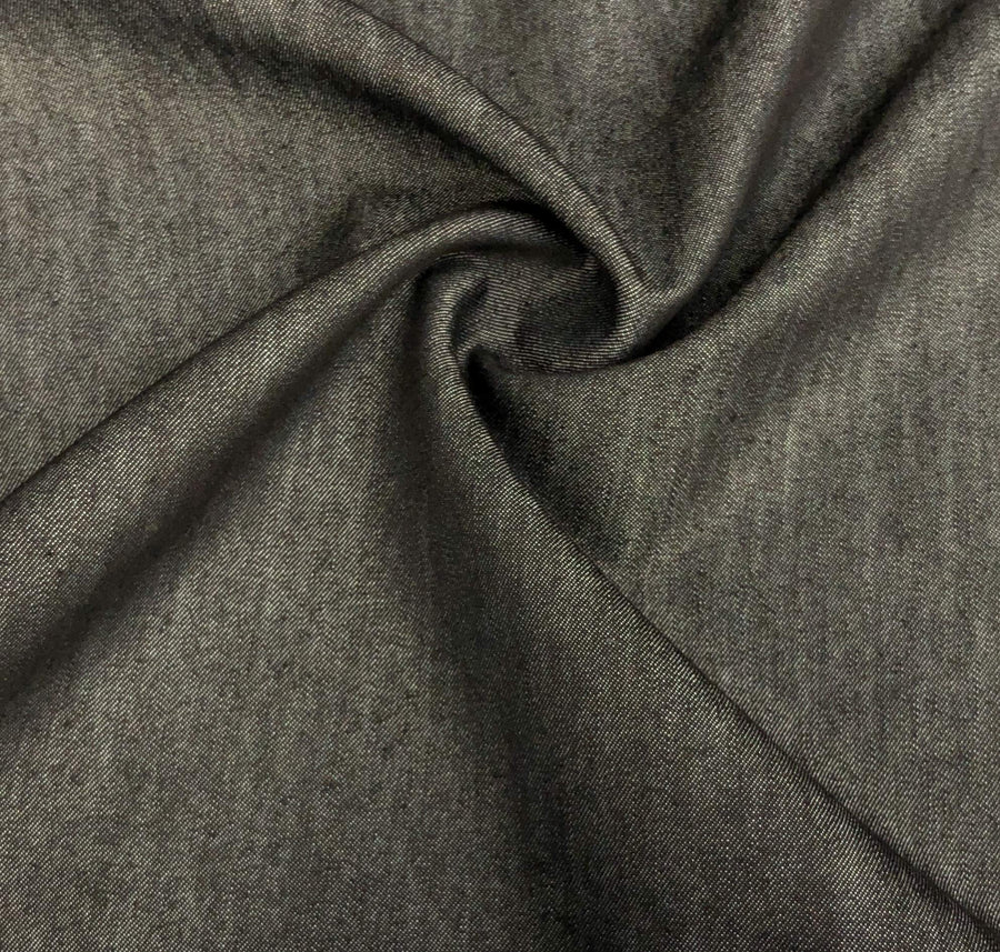 58" Cotton Denim Chambray Charcoal Gray Black Woven Fabric By the Yard