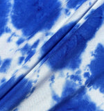 60" Modal & Spandex Elastane Tie Dyed Royal Blue & White Cloud Knit