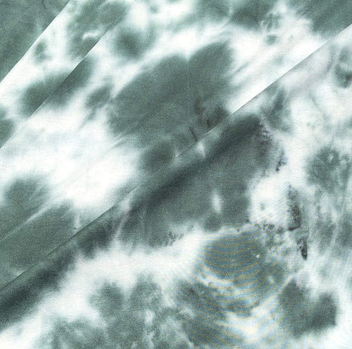 60" Modal & Spandex Stretch Tie Dyed Green White Jersey Knit Fabric