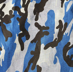 60" Blue Camouflage Cotton & Tencel Lyocell Chambray Camo Woven Fabric