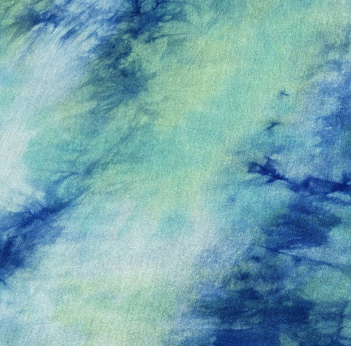 60" Modal & Spandex Stretch Tie Dyed Blue Green Jersey Knit Fabric