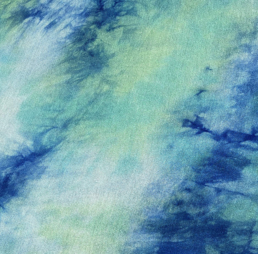 60" Modal & Spandex Stretch Tie Dyed Blue Green Jersey Knit Fabric