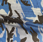 60" Blue Camouflage Cotton & Tencel Lyocell Chambray Camo Woven Fabric