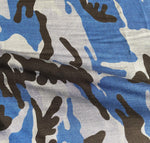 60" Blue Camouflage Cotton & Tencel Lyocell Chambray Camo Woven Fabric