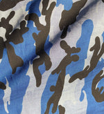 60" Blue Camouflage Cotton & Tencel Lyocell Chambray Camo Woven Fabric