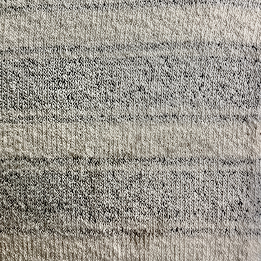 Faded Gray and White Striped Double French Terry 18 oz Knit Fabric
