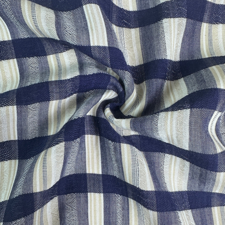 Bold Plaid Checkered Tencel Woven Fabric | By the Yard