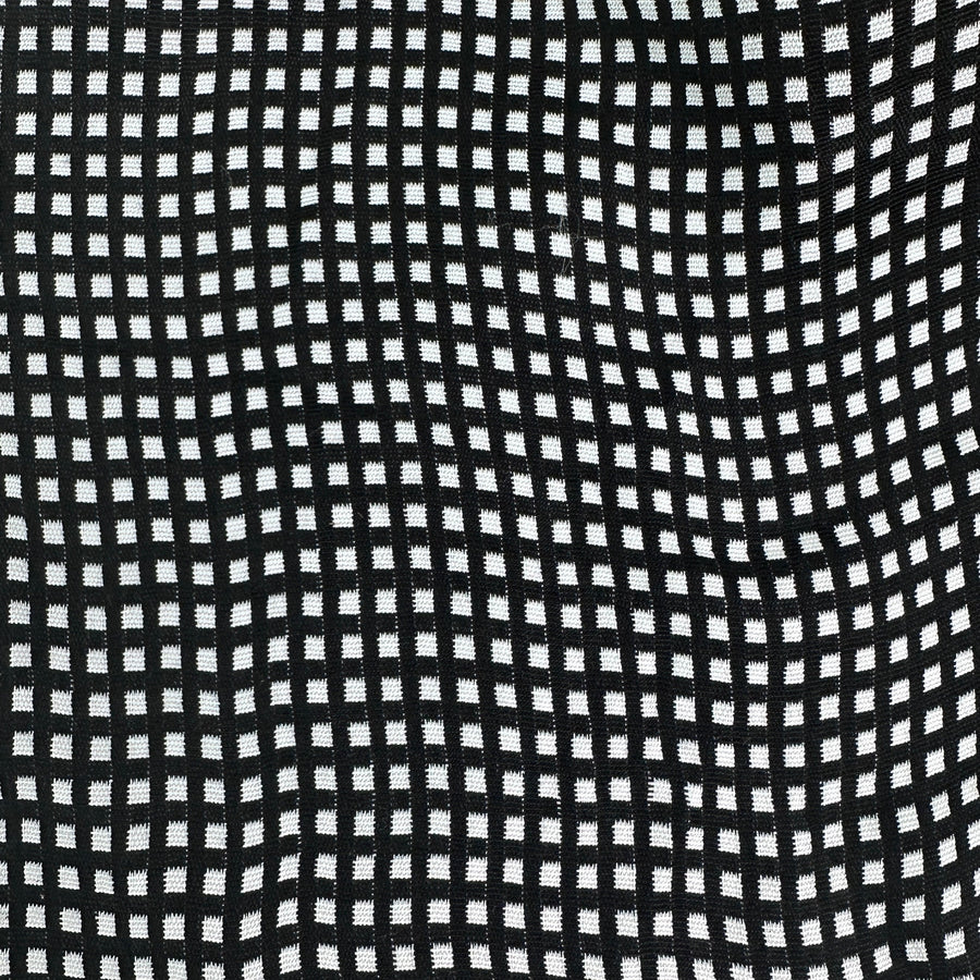 Black & White Checkered Jacquard Woven Fabric | By the Yard