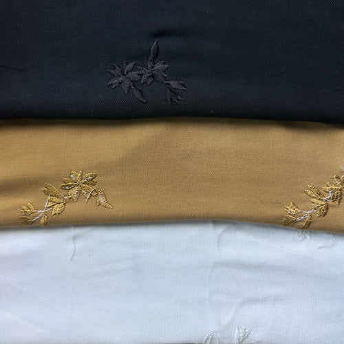 Leaf Embroidery Tencel Woven Fabric | By the Yard