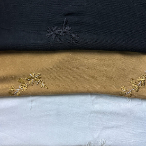 Leaf Embroidery Tencel Woven Fabric | By the Yard