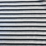 Black, gray and white striped cotton jersey knit fabric detail