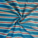 Navy and yellow striped cotton jersey knit fabric