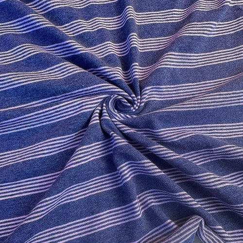 Purple striped cotton jersey knit fabric