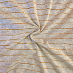 Beige and yellow striped cotton jersey knit fabric