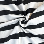 Black and white striped cotton jersey knit fabric