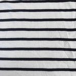 Navy and white striped cotton jersey knit fabric detail
