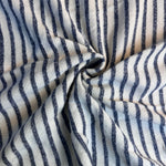 Light blue and white striped french terry knit fabric