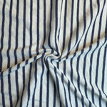 Sky blue and white striped cotton jersey knit fabric