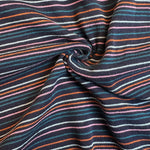 Turquoise and white striped cotton jersey knit fabric