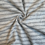Gray and dark gray striped cotton jersey knit fabric