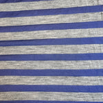 Blue and gray striped jersey knit fabric detail
