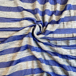 Blue and gray striped jersey knit fabric