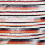 Orange and red striped cotton jersey knit fabric detail