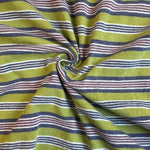 Green and purple striped cotton jersey knit fabric
