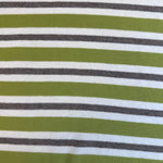 Green and gray striped cotton jersey knit fabric detail
