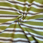Green and gray striped cotton jersey knit fabric