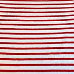 Red and cream striped cotton jersey knit fabric detail