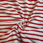 Red and cream striped cotton jersey knit fabric