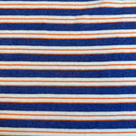 Blue and orange striped cotton jersey knit fabric detail