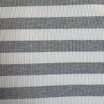Gray and white striped rib jersey knit fabric detail