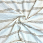 Cream and white striped rib jersey knit fabric