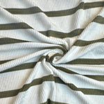 Light green and white striped rib jersey knit fabric