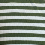 Green and white striped rib jersey knit fabric detail