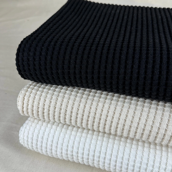 Super Heavyweight Cotton Tencel Premium Waffle Thermal Fabric - 675 GSM, 33 oz, By The Yard